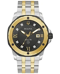 Bulova Men's Marine Star Diamond Accent Two-Tone Stainless Steel Bracelet Watch 44mm