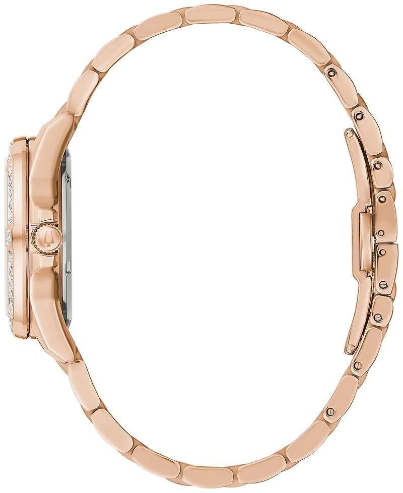 Bulova Women's Marine Star Diamond (1/10 ct. t.w.) Rose Gold-Tone Stainless Steel Bracelet Watch 32mm