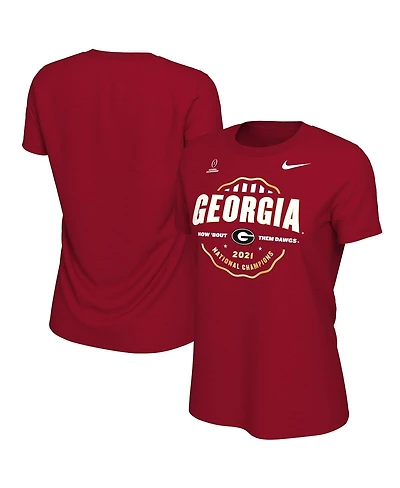 Women's Nike Red Georgia Bulldogs College Football Playoff 2021 National Champions Seal Celebration T-shirt