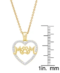 Macy's Women's Diamond Accent 'Mom' Paw Heart Pendant Necklace