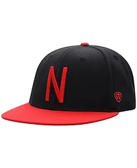 Men's Top of the World Black, Scarlet Nebraska Huskers Team Color Two-Tone Fitted Hat