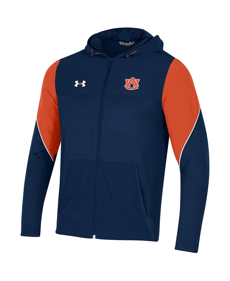 Men's Under Armour Navy Auburn Tigers 2021 Sideline Warm-Up Full-Zip Hoodie