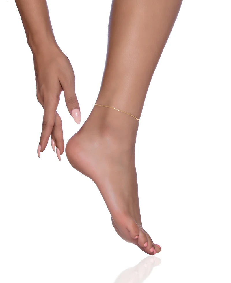 Sparkle Chain Ankle Bracelet, 10" (1-1/2mm) 14k Yellow Gold or White Gold.