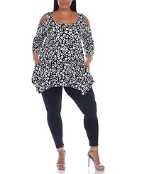Plus Leopard Cold Shoulder Tunic Top