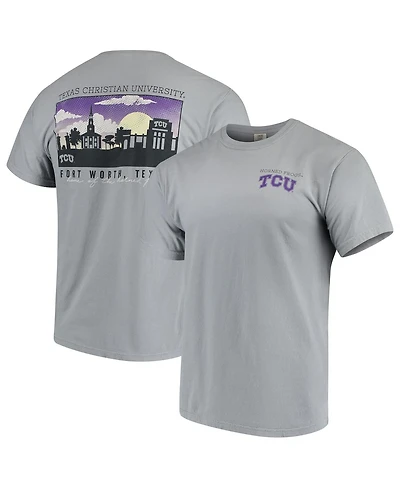 Men's Gray Tcu Horned Frogs Team Comfort Colors Campus Scenery T-shirt