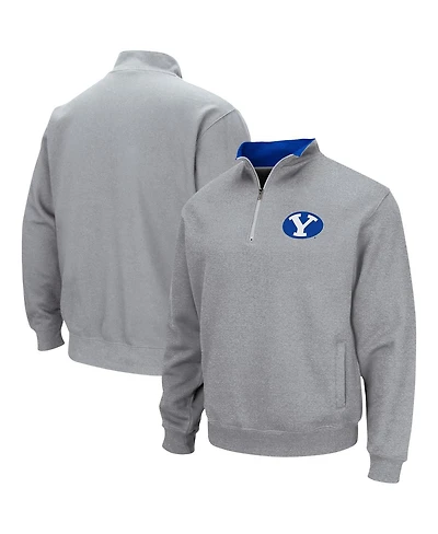 Men's Colosseum Heathered Gray Byu Cougars Tortugas Team Logo Quarter-Zip Jacket
