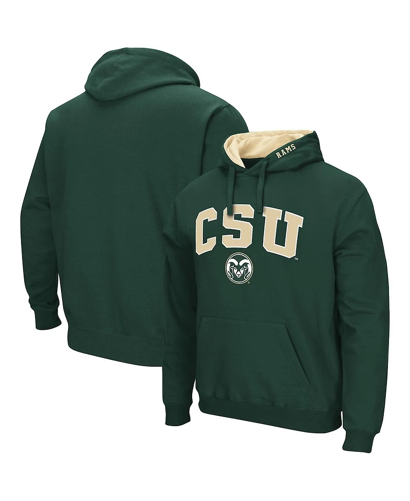 Men's Colosseum Green Colorado State Rams Arch And Logo Pullover Hoodie