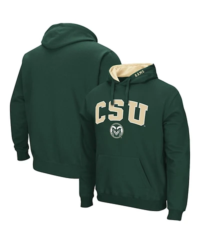 Men's Colosseum Green Colorado State Rams Arch And Logo Pullover Hoodie