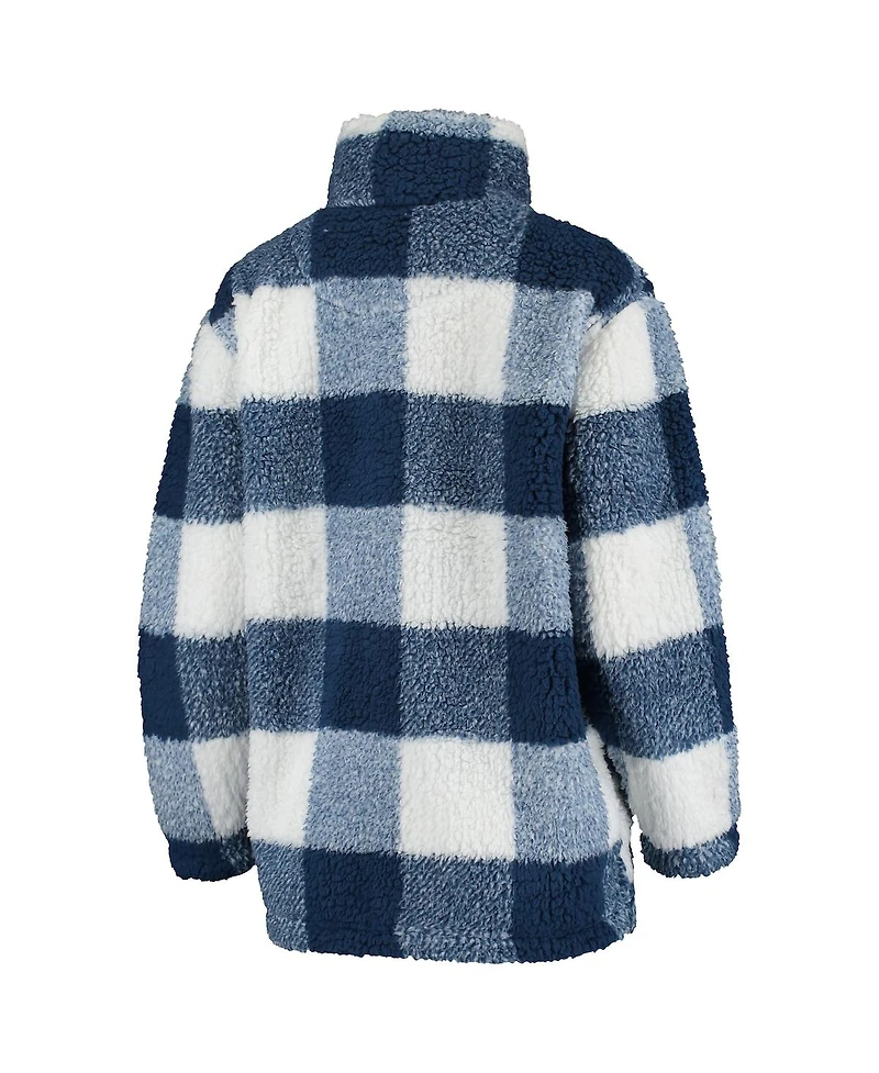 Women's G-iii 4Her by Carl Banks Navy, White Washington Capitals Plaid Sherpa Quarter-Zip Jacket