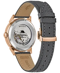 Bulova Men's Frank Sinatra Summer Wind Automatic Gray Leather Strap Watch 40mm