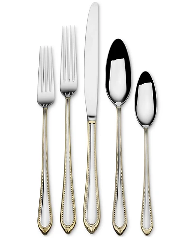 Mikasa Regent Bead Gold 65 Piece Flatware Set