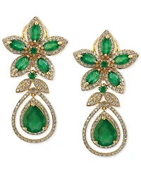 Effy Emerald (5-1/4 ct. t.w.) and Diamond (1-1/4 ct. t.w.) Teardrop Earrings in 14k Gold or 14k White Gold, Created for Macy's