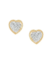 Children's Crystal Heart Stud Earrings 14k Gold