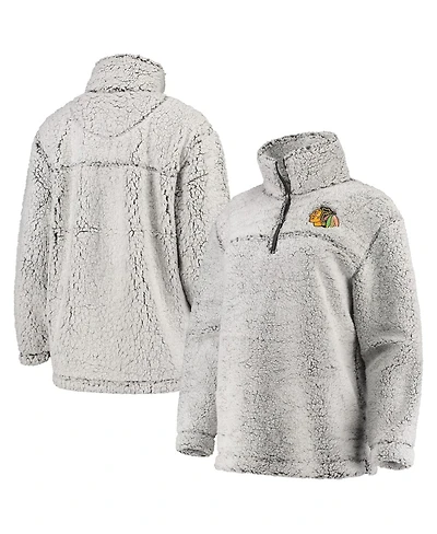 Women's G-iii 4Her by Carl Banks Gray Chicago Blackhawks Sherpa Quarter-Zip Pullover Jacket
