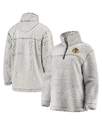 Women's G-iii 4Her by Carl Banks Gray Chicago Blackhawks Sherpa Quarter-Zip Pullover Jacket