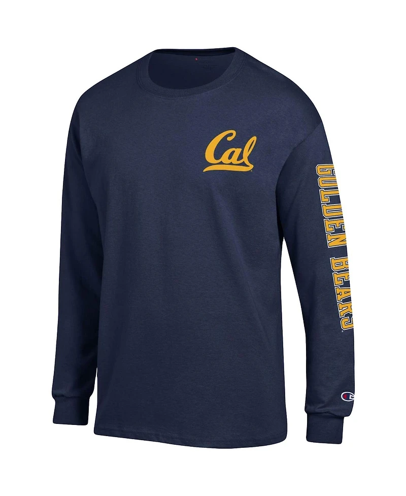 Men's Champion Navy Cal Bears Team Stack Long Sleeve T-shirt