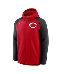 Men's Nike Red and Black Cincinnati Reds Authentic Collection Full-Zip Hoodie Performance Jacket