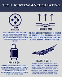 Suslo Couture Men's Solid Slim Fit Wrinkle Free Stretch Long Sleeve Button Down Shirt