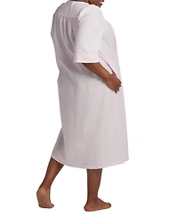 Miss Elaine Plus Long Zipper Seersucker Robe