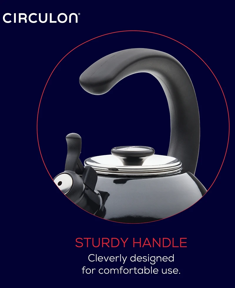 Circulon Enamel on Steel 2-Qt. Whistling Teakettle with Flip-Up Spout