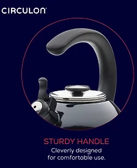 Circulon Enamel on Steel 2-Qt. Whistling Teakettle with Flip-Up Spout