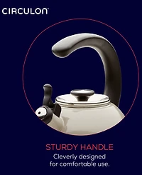 Circulon Enamel on Steel 2-Qt. Whistling Teakettle with Flip-Up Spout