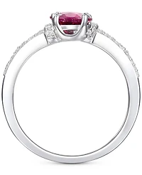 Lab-Grown Sapphire (1 ct. t.w.) & White (1/6 Double Stone Ring Sterling Silver (Also Emerald