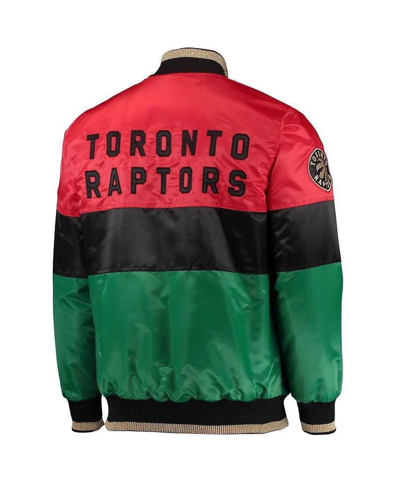 Men's Starter Red and Black Green Toronto Raptors History Month Nba 75th Anniversary Full-Zip Jacket
