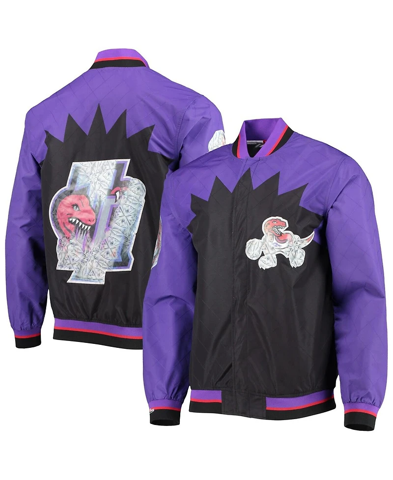 Men's Toronto Raptors Black Mitchell & Ness Hardwood Classics 75th Anniversary Authentic Warmup Full-Snap Jacket