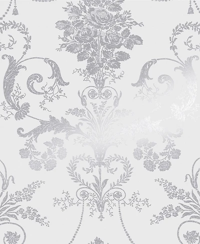 Laura Ashley Josette Metallic Silver Wallpaper