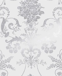 Laura Ashley Josette Metallic Silver Wallpaper