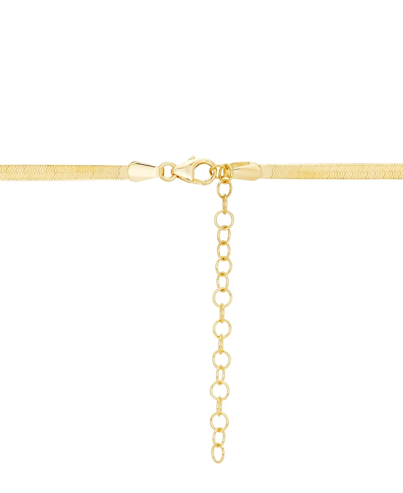 Lightweight Herringbone Link Chain Necklace (3-3/8mm) in 10k Gold, 16" + 2" extender