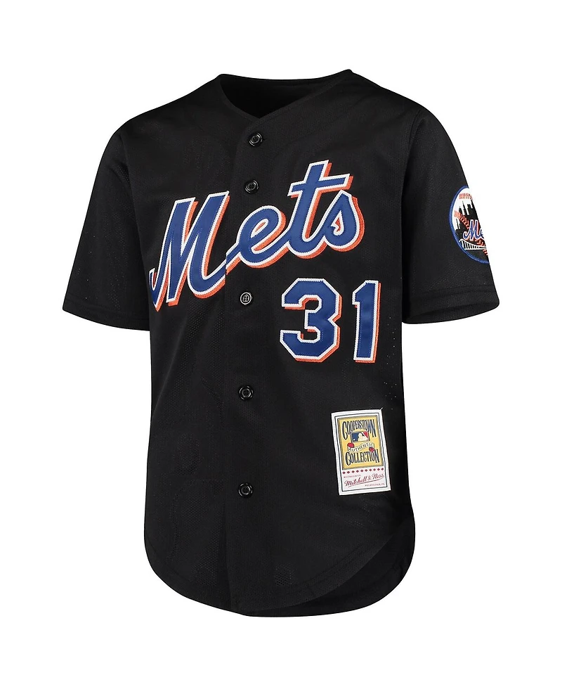 Big Boys Mitchell & Ness Mike Piazza Black New York Mets Cooperstown Collection Mesh Batting Practice Jersey