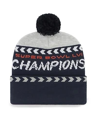 Men's '47 Gray, Navy Los Angeles Rams Super Bowl Lvi Champions Clapboard Cuffed Pom Knit Hat