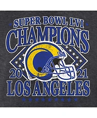 Women's Fanatics Heather Charcoal Los Angeles Rams Super Bowl Lvi Champions Retro Pullover Hoodie