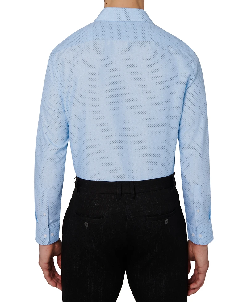 Calabrum Men's Regular Fit Dot Print Wrinkle Free Performance Dress Shirt