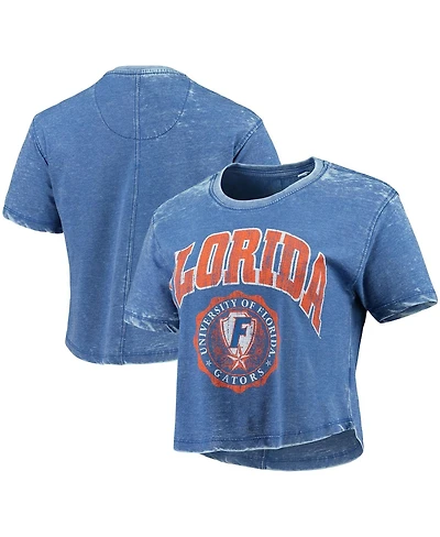 Women's Pressbox Royal Florida Gators Edith Vintage-Inspired Burnout Crop T-shirt