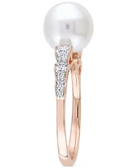 Cultured Freshwater Pearl (9mm) & Diamond (1/8 ct. t.w.) Ring 10k Rose Gold