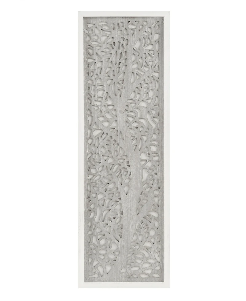 Madison Park Laurel Branches Carved Wood Panel Wall Decor