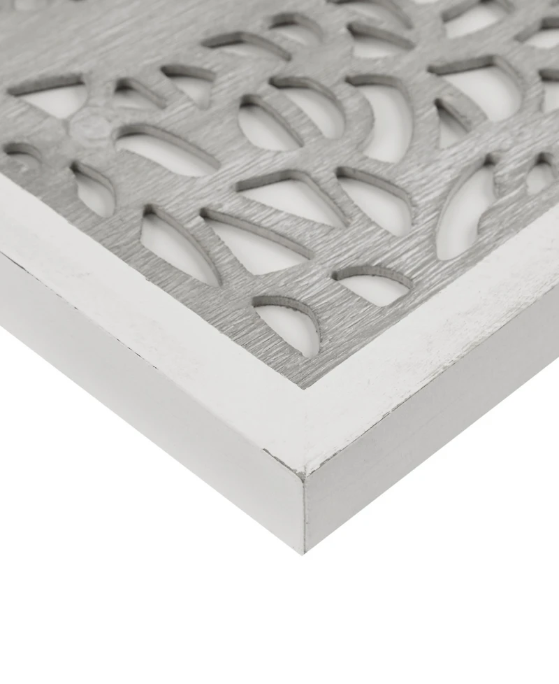 Madison Park Laurel Branches Carved Wood Panel Wall Decor