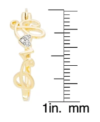 Diamond Accent Love Hoop Earrings in 14K Gold Plate