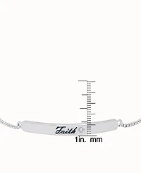 Diamond Accent 'Faith' Adjustable Bolo Bracelet in Fine Silver Plate