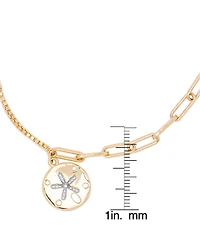 Diamond Accent Sandollar Paperclip Bracelet in 14K Gold Plate