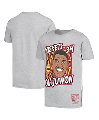 Big Boys Mitchell & Ness Hakeem Olajuwon Gray Houston Rockets Hardwood Classics King of the Court Player T-shirt