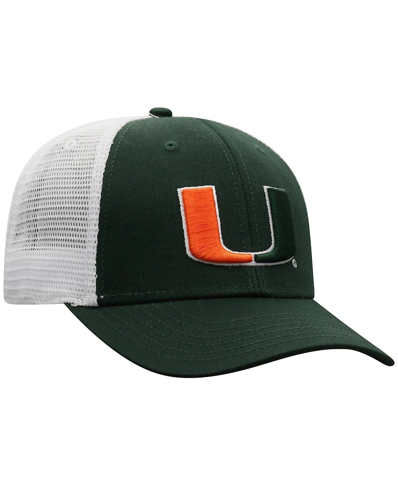 Men's Top of the World Green, White Miami Hurricanes Trucker Snapback Hat