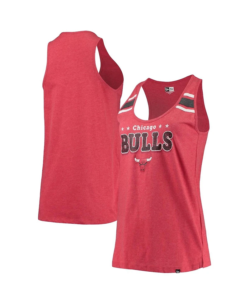 Women's New Era Heathered Red Chicago Bulls Scoop-Neck Racerback Tank Top