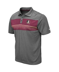 Men's Colosseum Heathered Charcoal Florida State Seminoles Smithers Polo