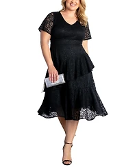 Kiyonna Plus Size Lace Affair Tiered Cocktail Dress
