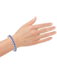 Sapphire (10 ct. t.w.) & Diamond (1 ct. t.w.) Double Row Bracelet in Sterling Silver (Also in Emerald)