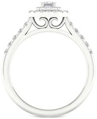 Diamond Emerald-Cut Double Halo Engagement Ring (1/2 ct. t.w.) in 14k White Gold